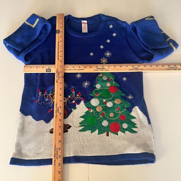 Womens Holiday Tme Ugly Christmas Sweater Reindeer Size Large 12-14 - Picture 3 of 7